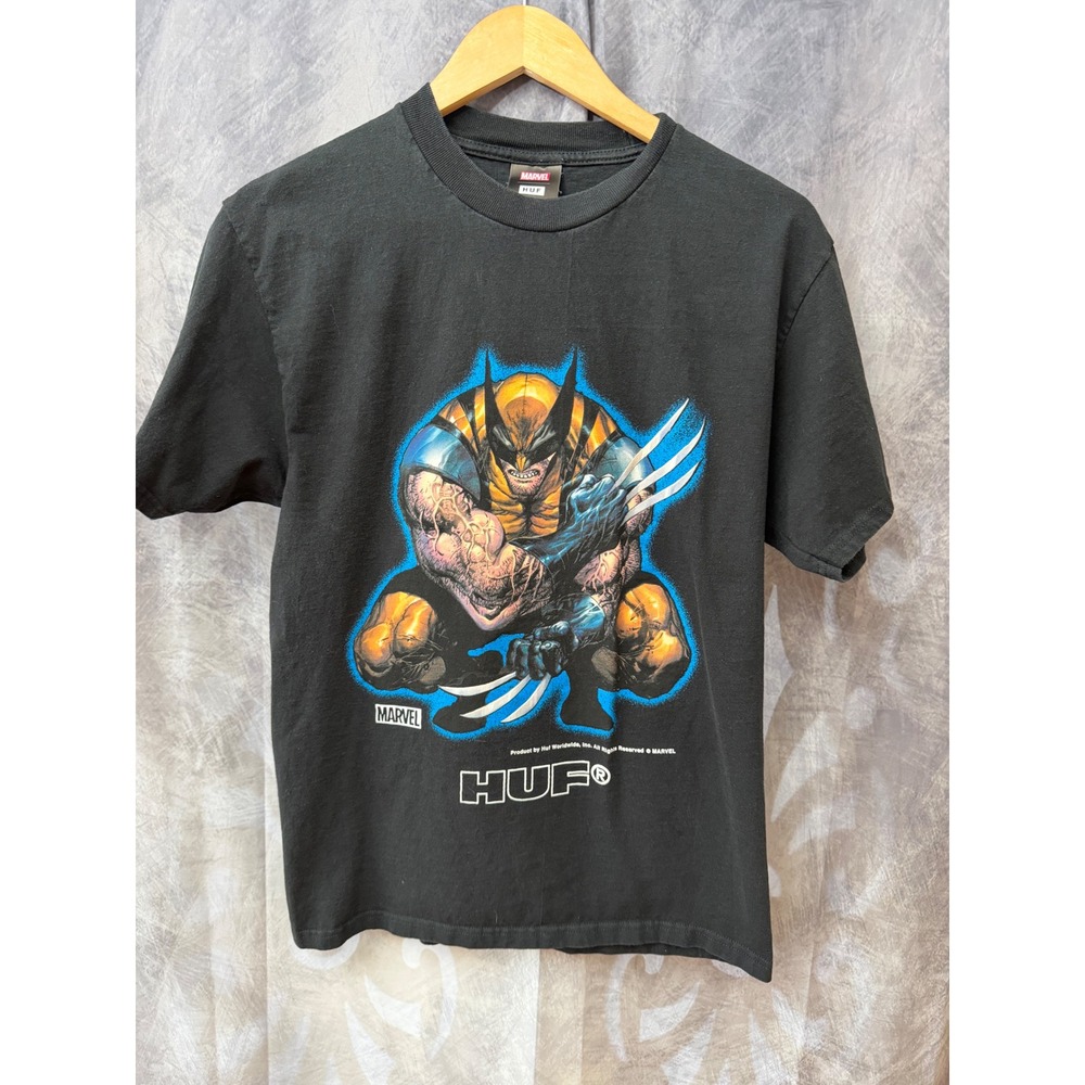 HUF x Marvel Wolverine T-Shirt Mens Medium Black X-Men Graphic Streetwear Tee
